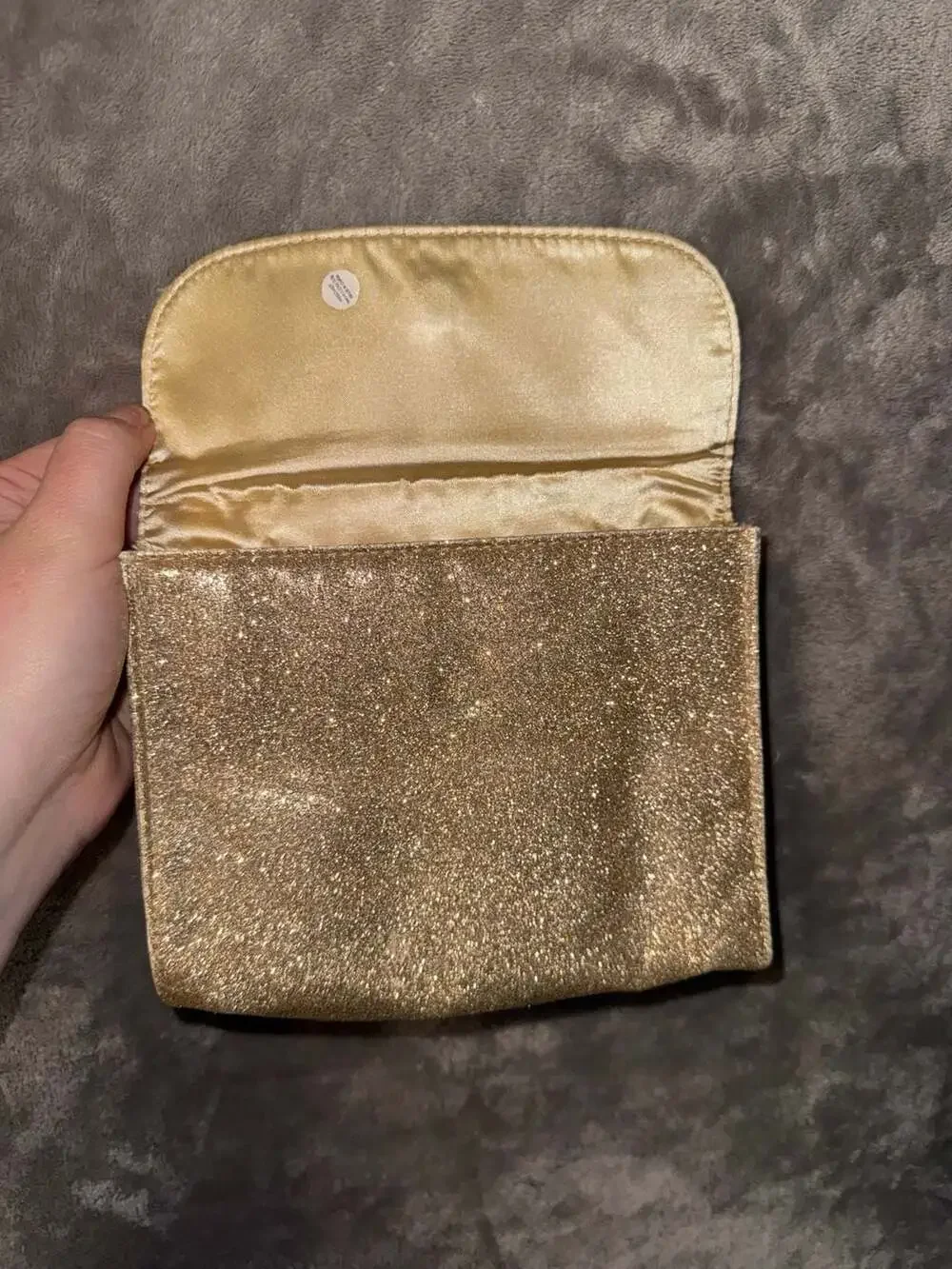 bareMinerals Gold Glitter Cosmetic Makeup Clutch Bag